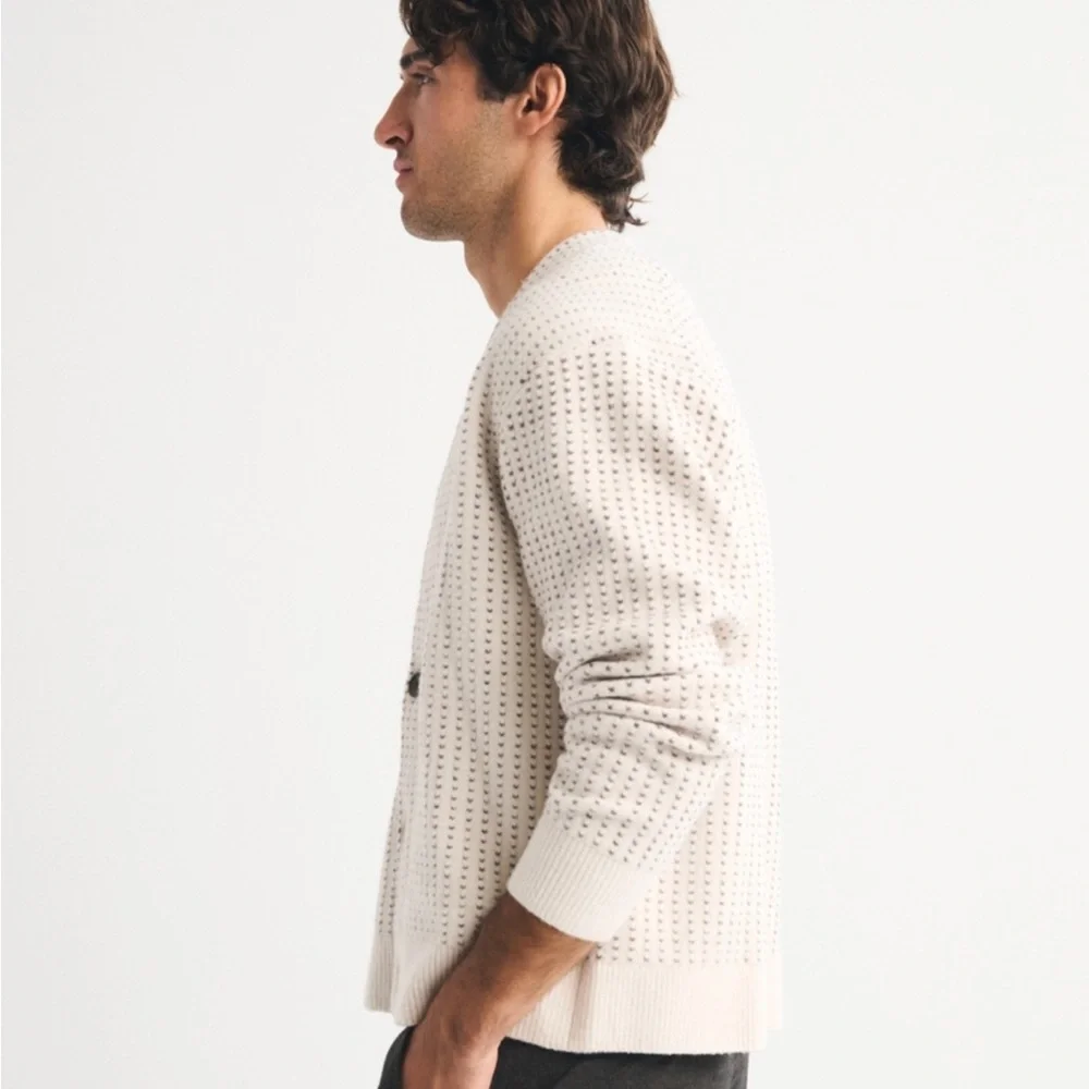 Men's Abercrombie & Fitch Textured Cardigan, Cream, Large, NWT - Picture 5 of 9